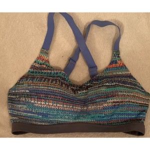 Victoria's Secret Victoria Sport Sports Bra Blue Stripe Racerback 34D Athletic